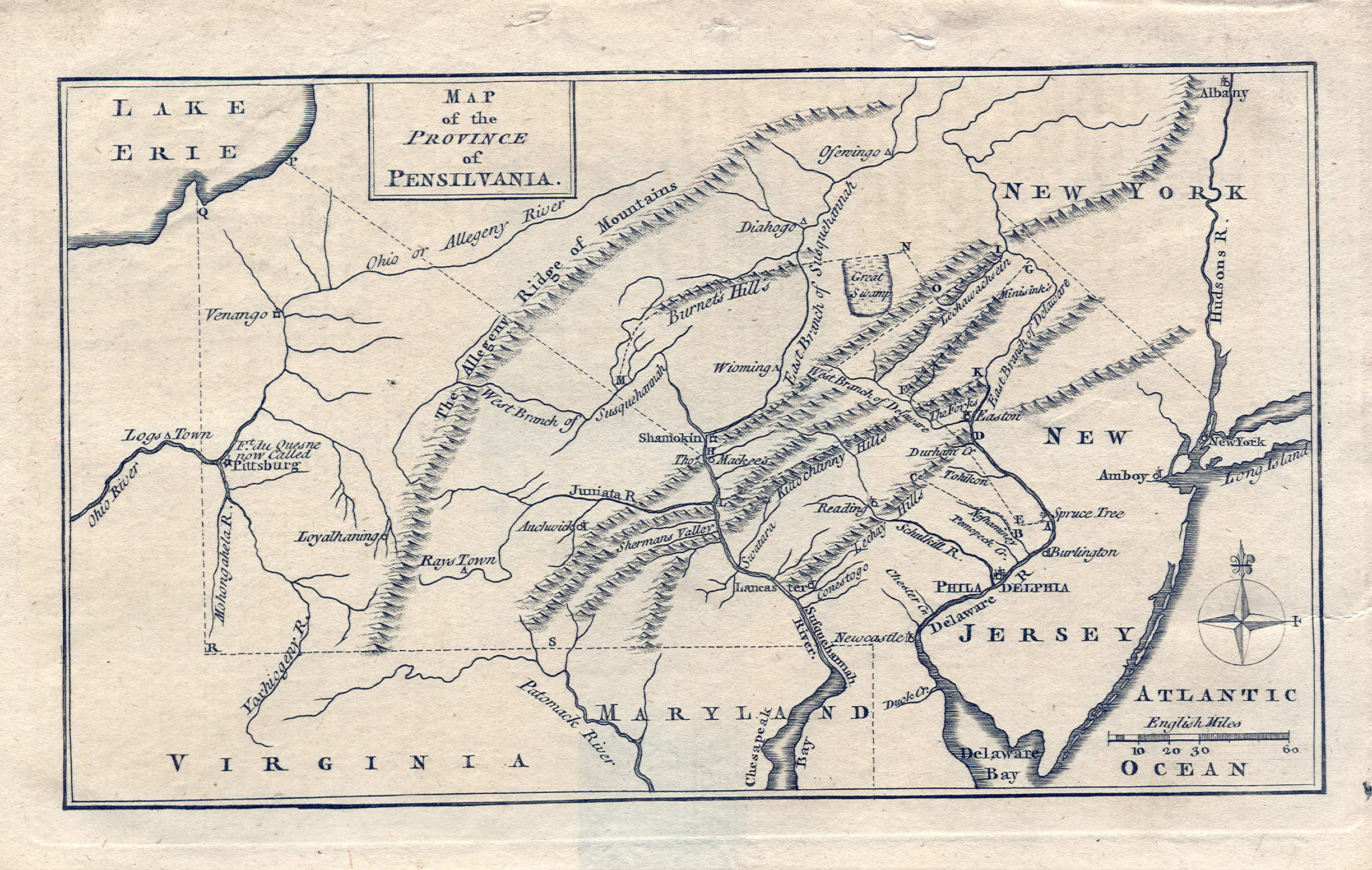 RARE 1770 PA MAP Pennsylvania History Genealogy HUGE