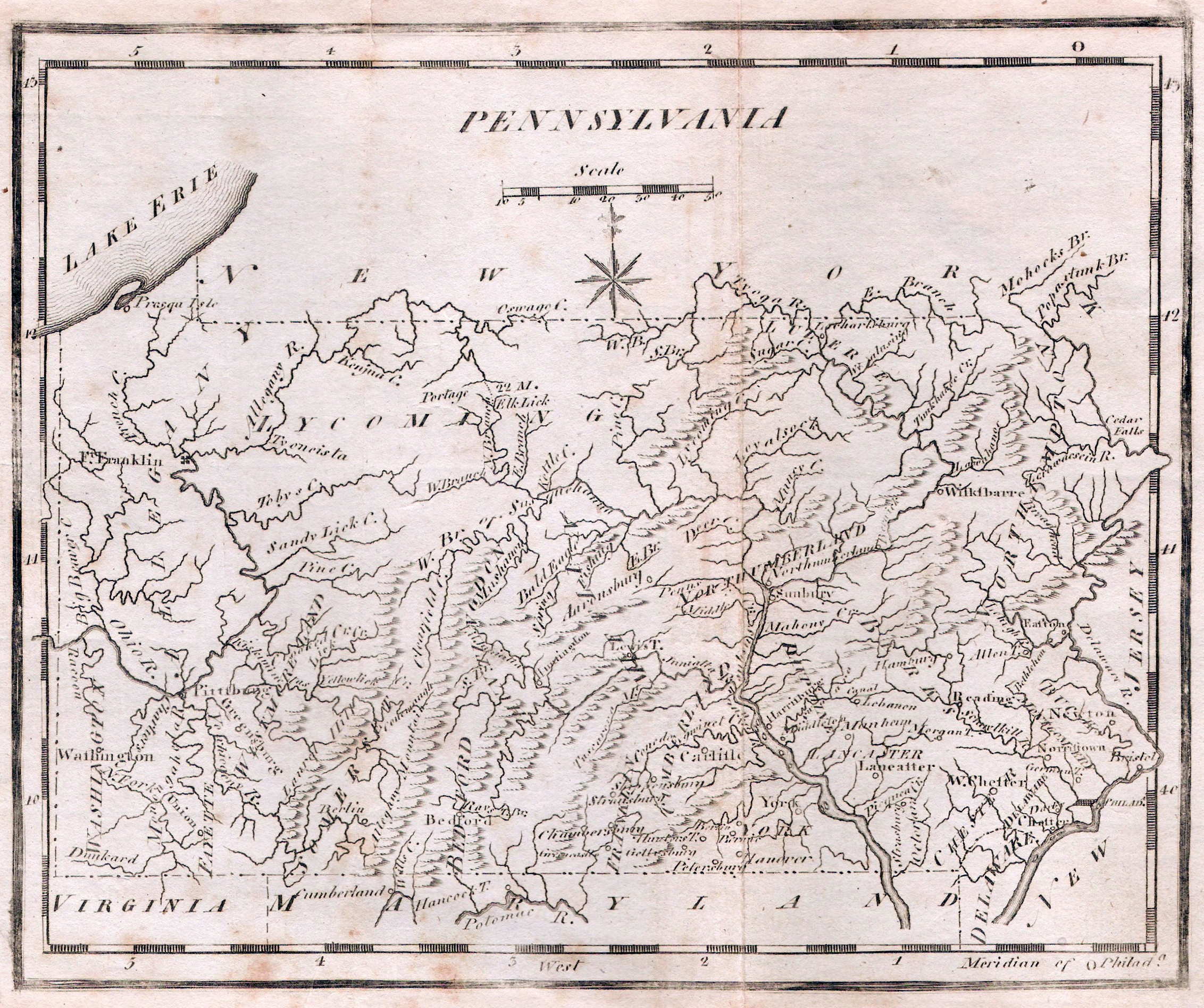 1770 MAP PA Saegertown Saxonburg Schnecksville Loyalhanna Pennsylvania History 